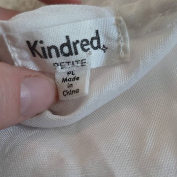 Kindred Women's Size Petite Large White Sheer Floral Embroidered Peasant Blouse - Picture 2 of 6